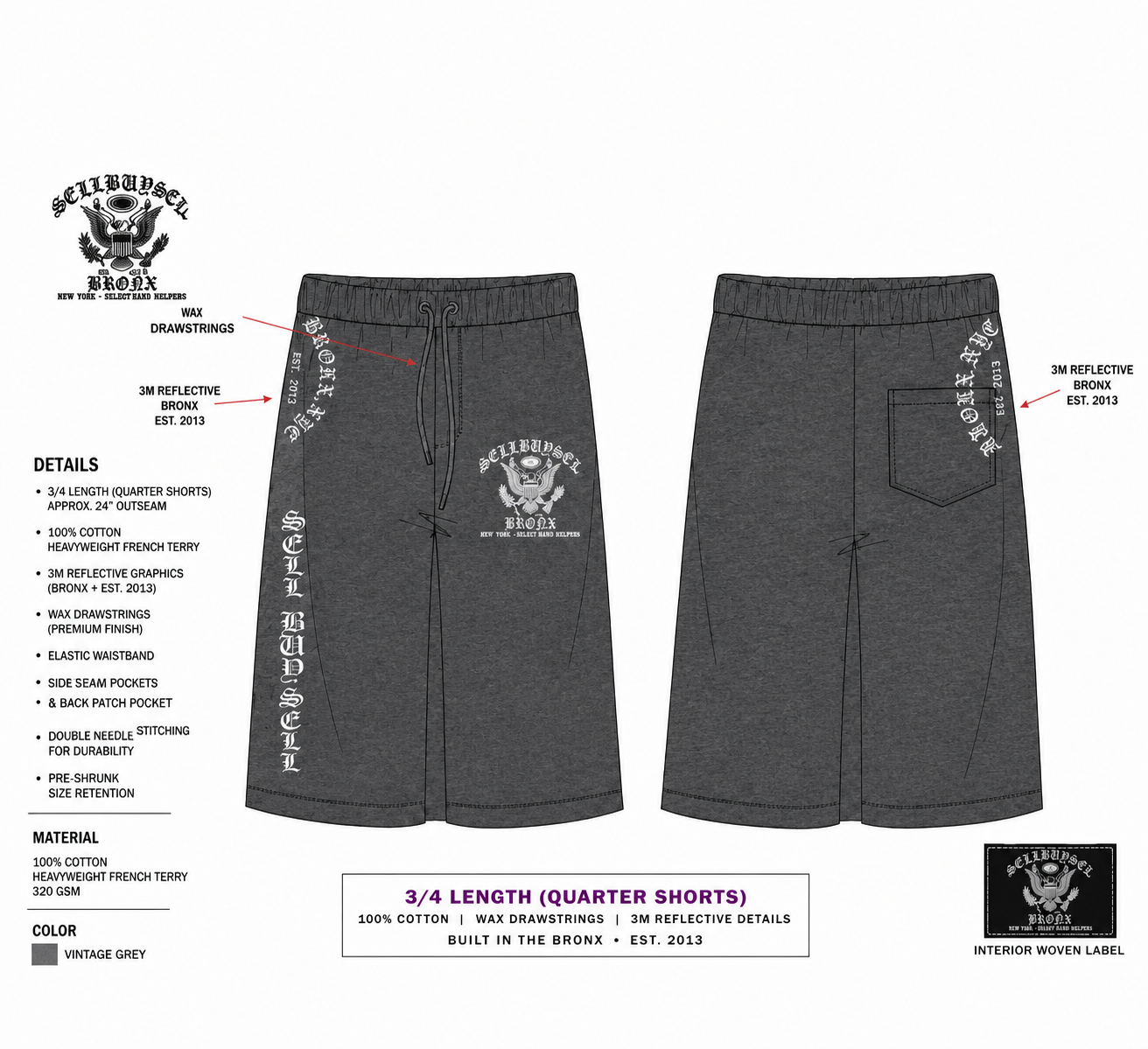 2 SBS 3/4 Shorts " Vida Libre "