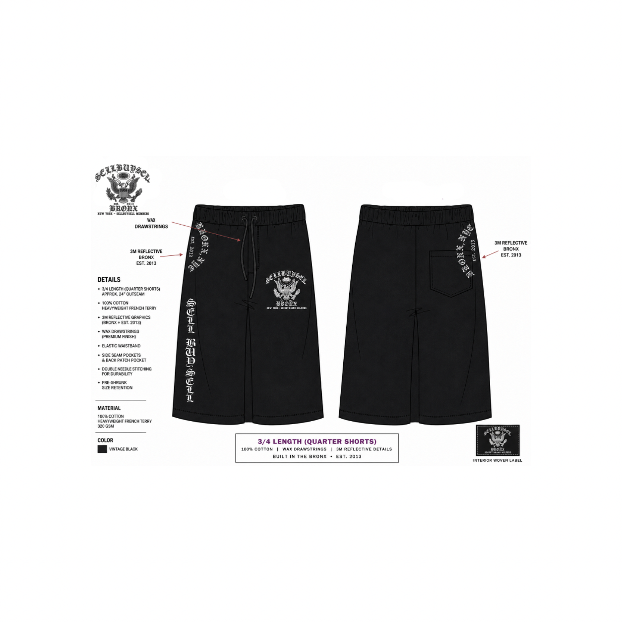 2 SBS 3/4 Shorts " Vida Libre "